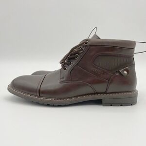 GUESS Men's Dark Brown Cap Toe Lace Up Ankle Boots Size 10M Faux leather NWOB